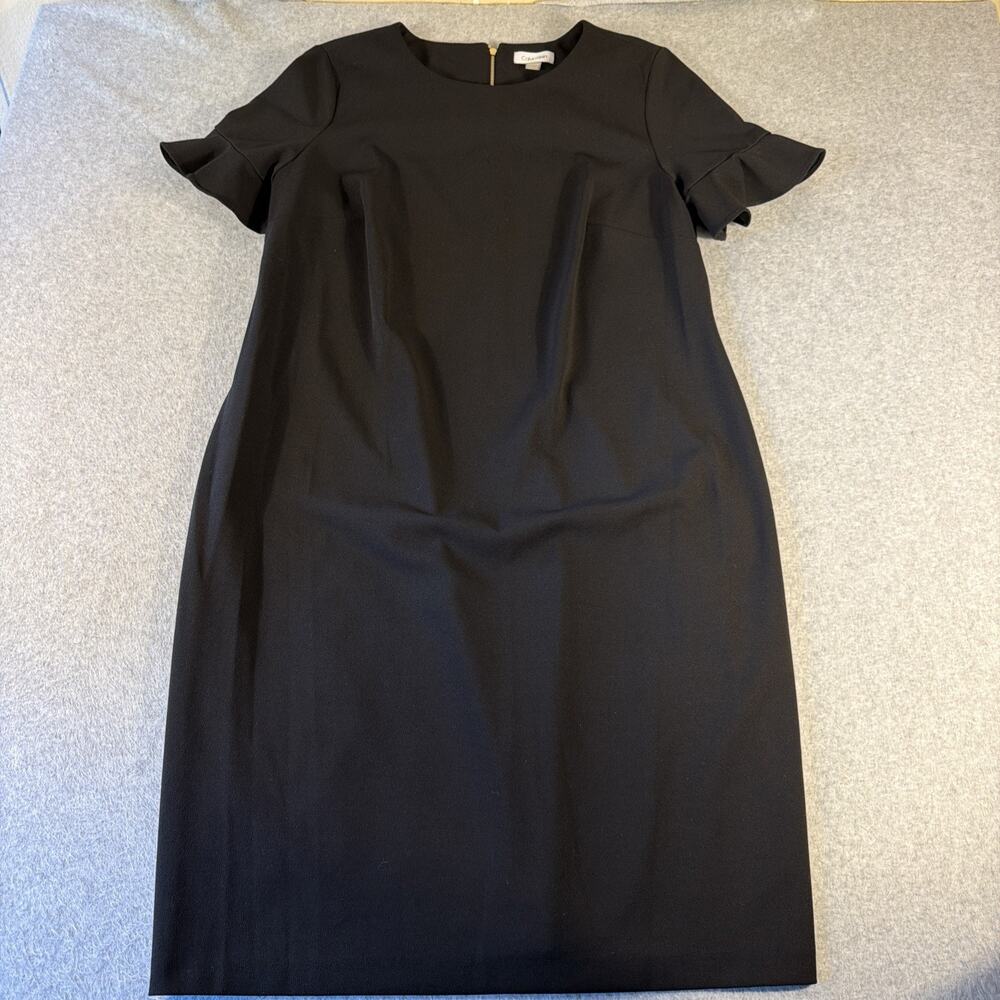 Calvin Klein Little Black Dress, Formal Black Dress, Ruffle Sleeves, Size 16W